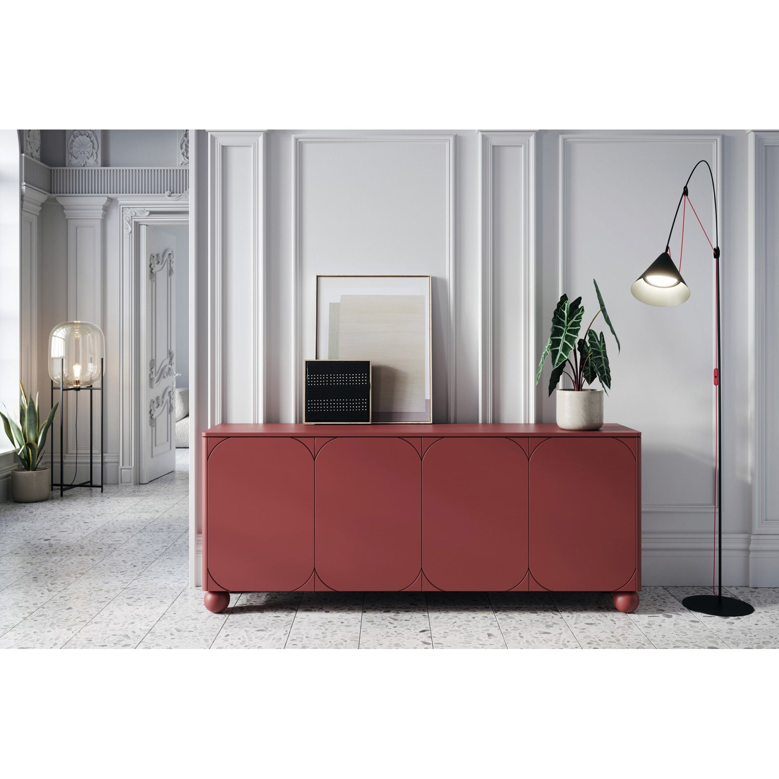 Sonatia Kommode 200cm, 4 Türen und 4 Schubladen, Material: MDF