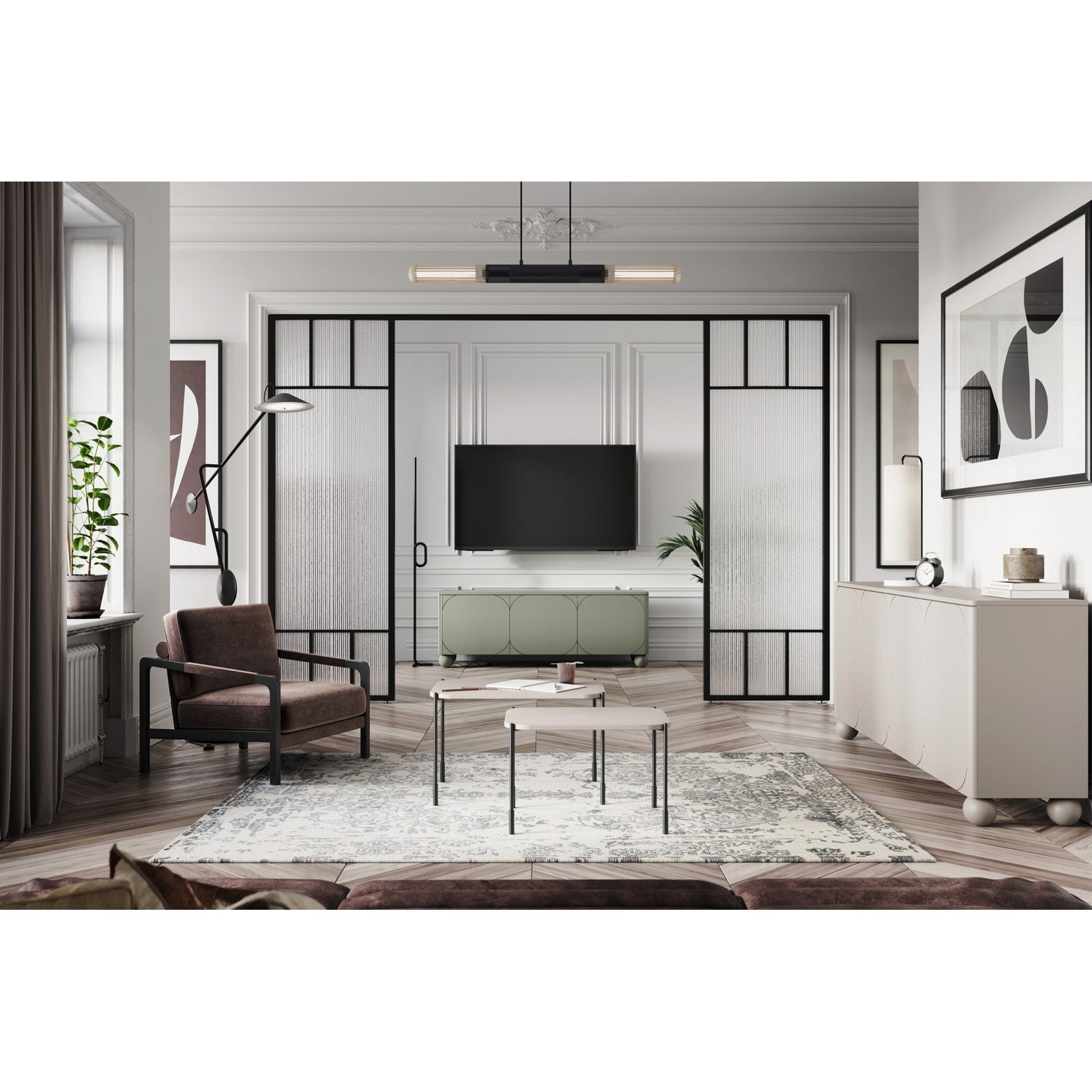 Sonatia Kommode 200cm, 4 Türen und 4 Schubladen, Material: MDF