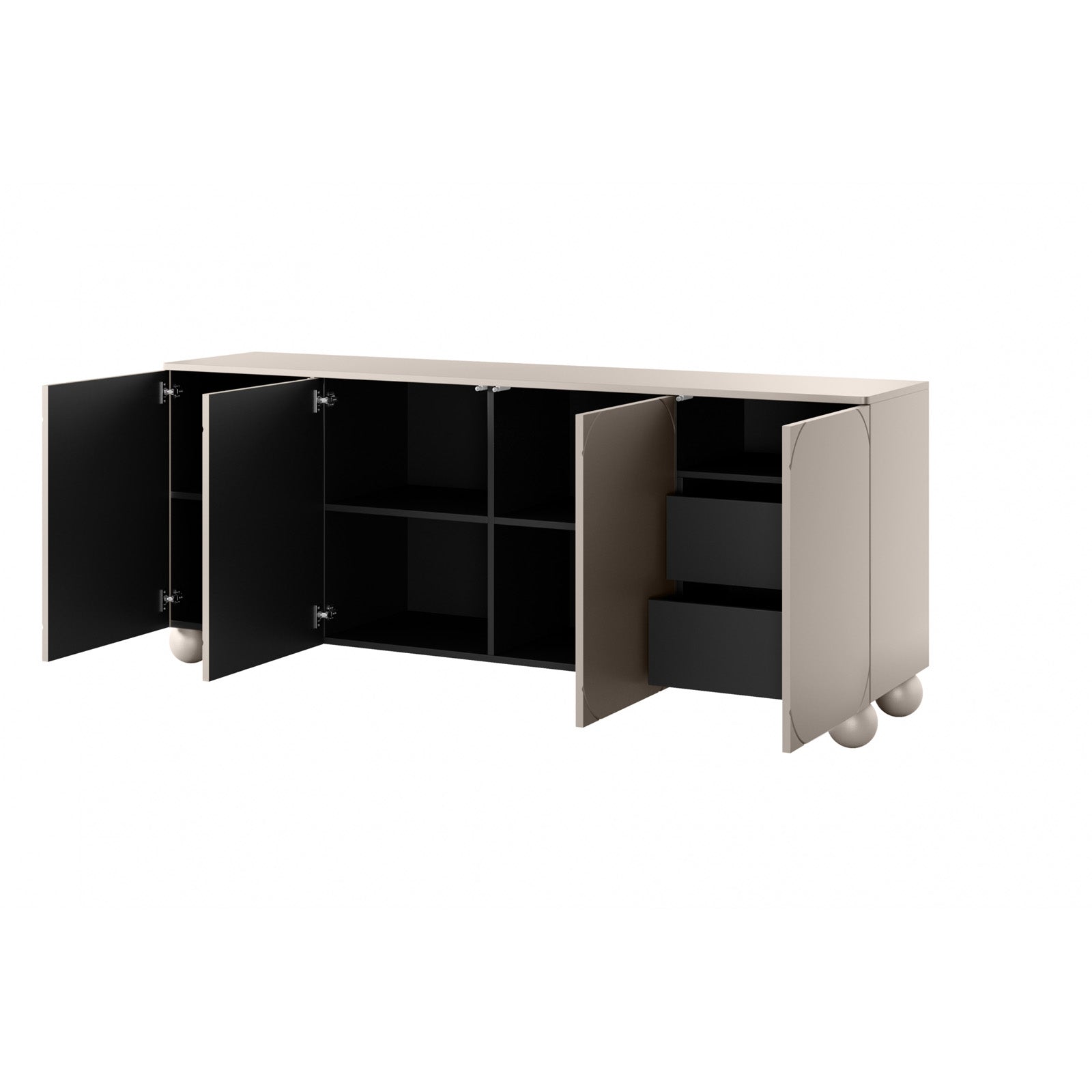 Sonatia Kommode 200cm, 4 Türen und 2 Schubladen, Material: MDF