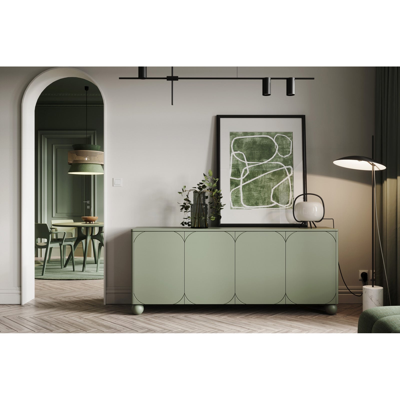 Sonatia Kommode 200cm, 4 Türen und 2 Schubladen, Material: MDF