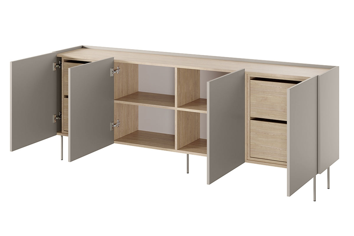 Kommode Desin 220cm, 4 Türen und 4 Schubladen, Material: MDF