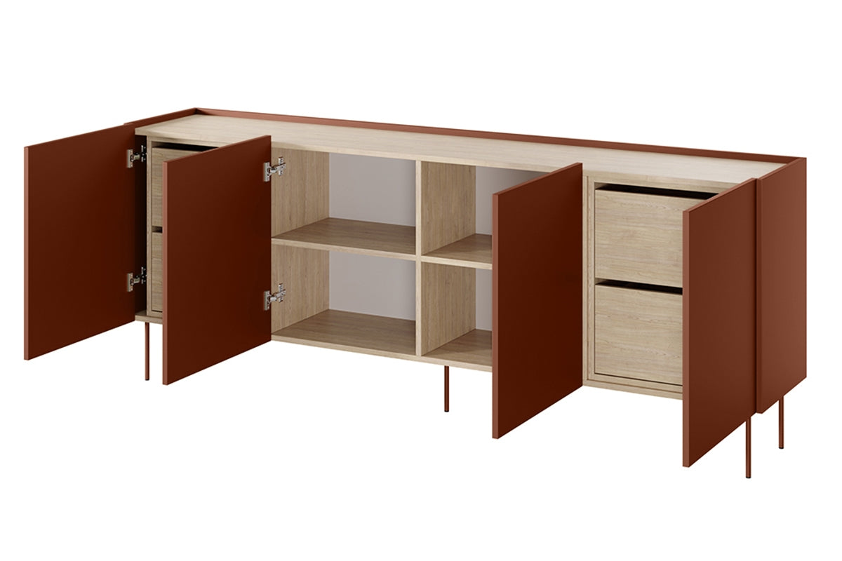 Kommode Desin 220cm, 4 Türen und 4 Schubladen, Material: MDF