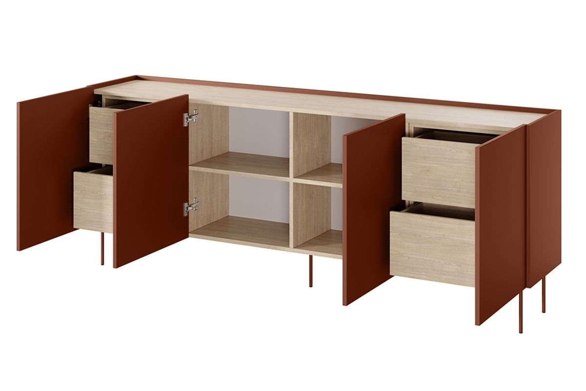 Kommode Desin 220cm, 4 Türen und 4 Schubladen, Material: MDF