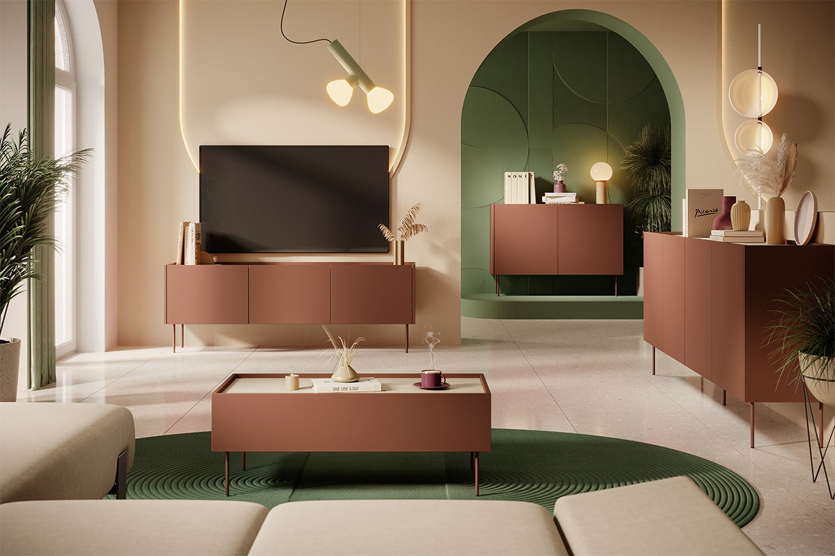 Kommode Desin 220cm, 4 Türen und 4 Schubladen, Material: MDF