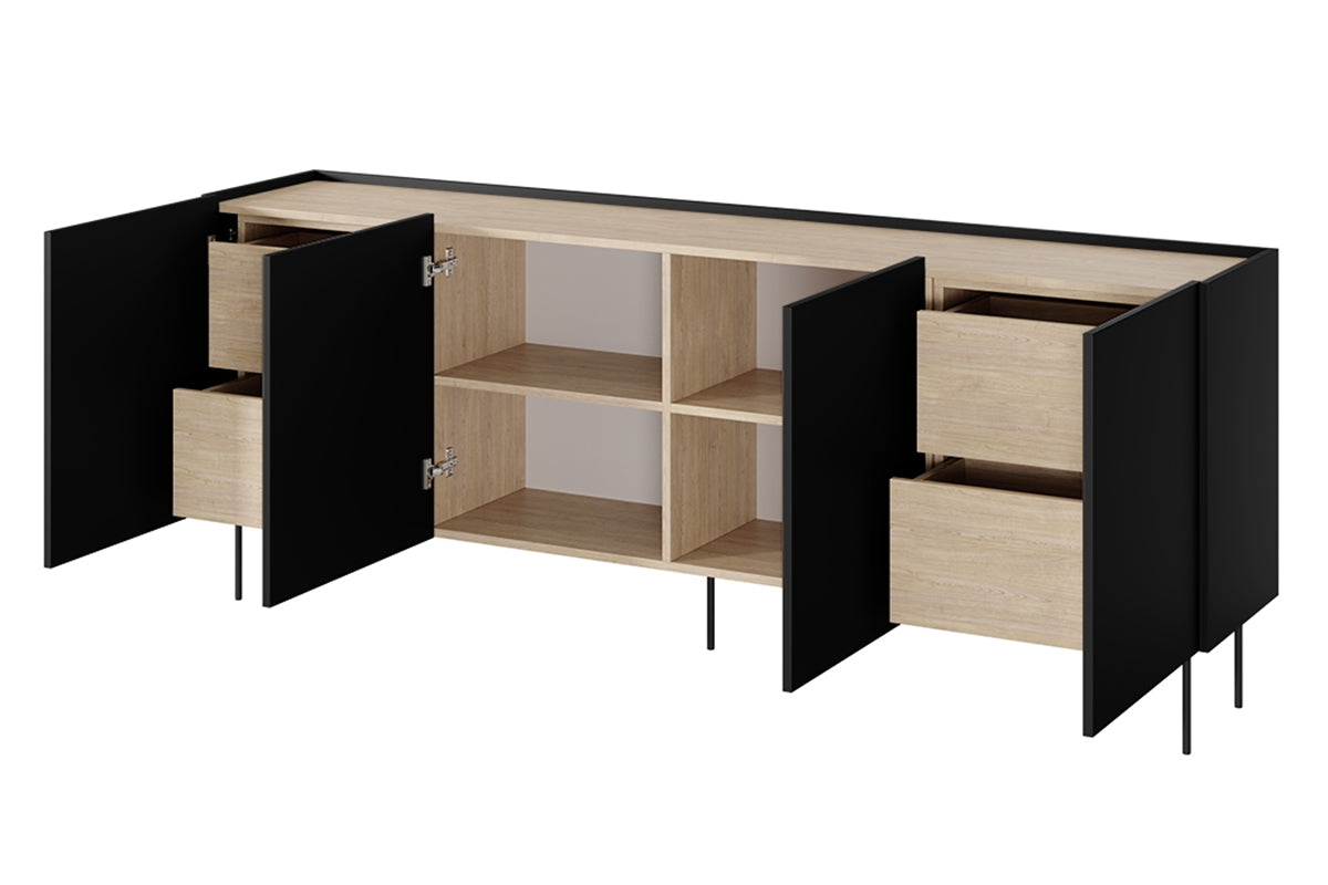 Kommode Desin 220cm, 4 Türen und 4 Schubladen, Material: MDF