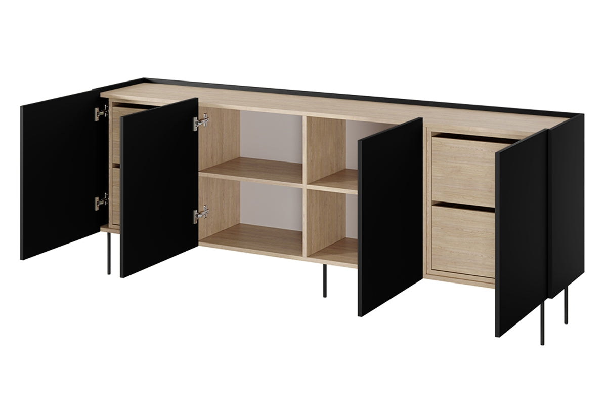 Kommode Desin 220cm, 4 Türen und 4 Schubladen, Material: MDF