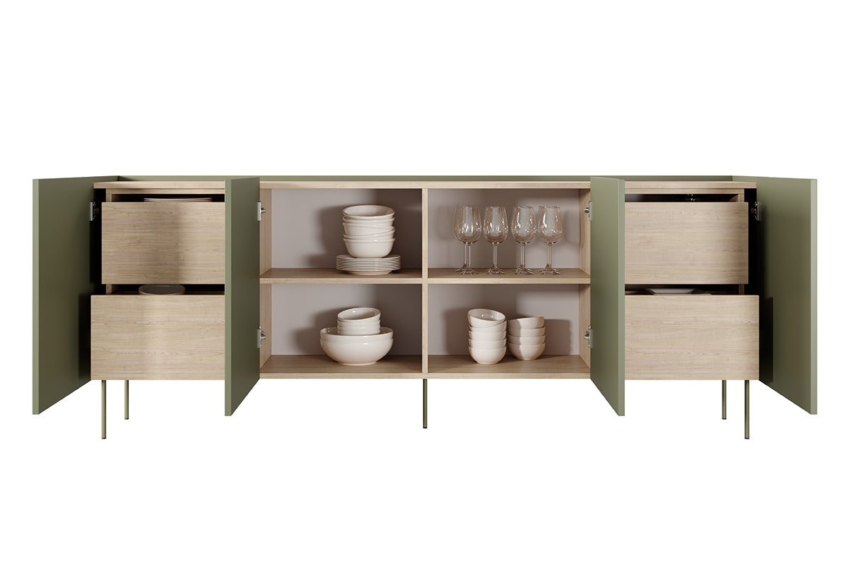 Kommode Desin 220cm, 4 Türen und 4 Schubladen, Material: MDF