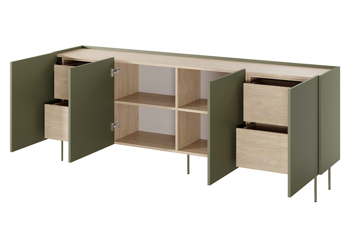 Kommode Desin 220cm, 4 Türen und 4 Schubladen, Material: MDF