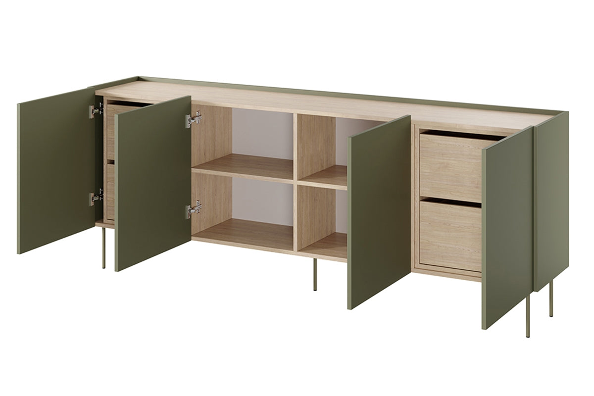 Kommode Desin 220cm, 4 Türen und 4 Schubladen, Material: MDF