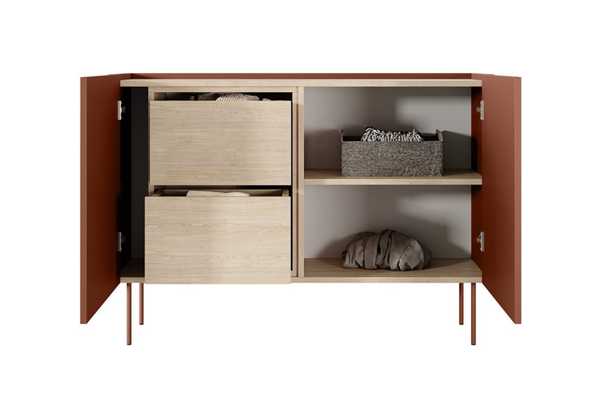 Kommode Desin 120cm, 2 Türen und 2 Schubladen, Material: MDF