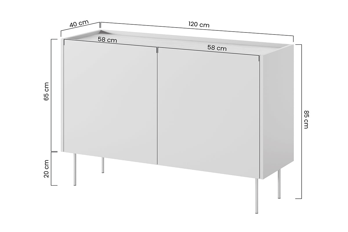 Kommode Desin 120cm, 2 Türen und 2 Schubladen, Material: MDF