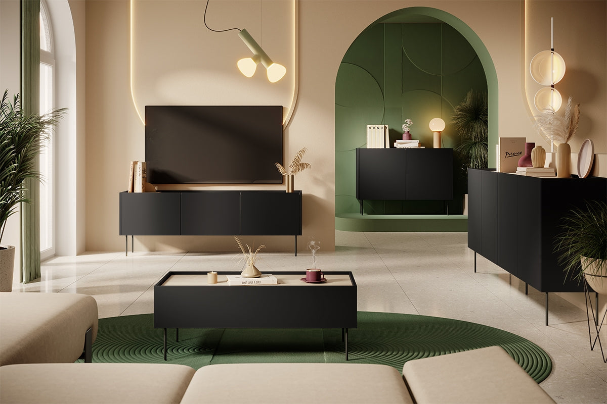 Kommode Desin 120cm, 2 Türen und 2 Schubladen, Material: MDF