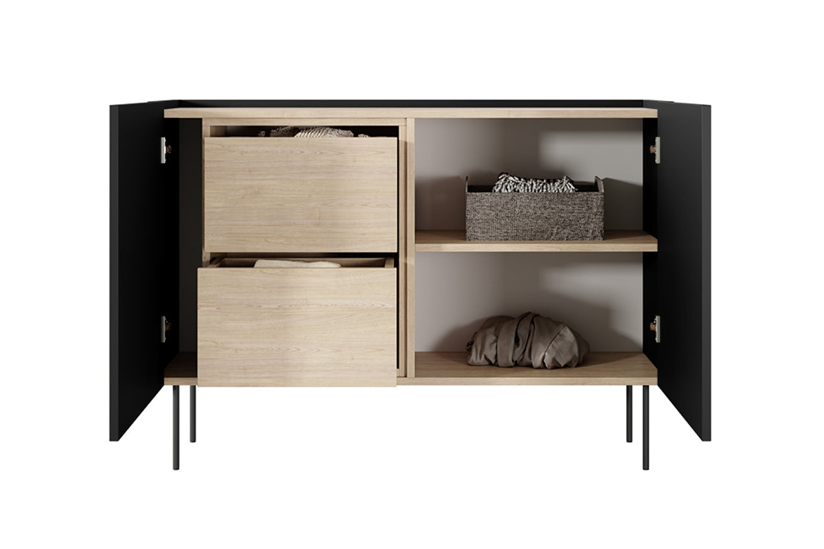 Kommode Desin 120cm, 2 Türen und 2 Schubladen, Material: MDF
