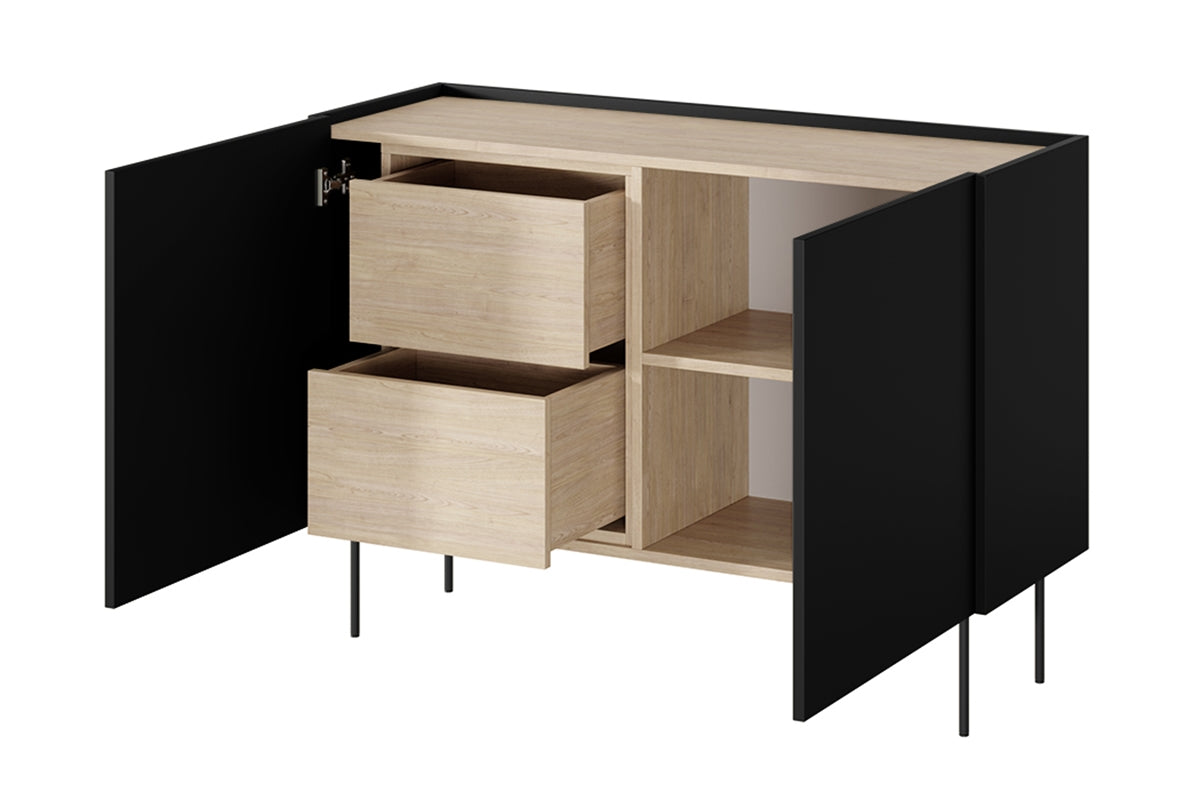 Kommode Desin 120cm, 2 Türen und 2 Schubladen, Material: MDF