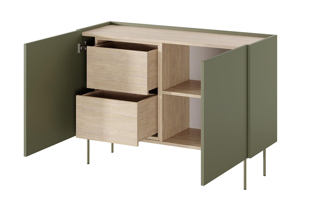 Kommode Desin 120cm, 2 Türen und 2 Schubladen, Material: MDF