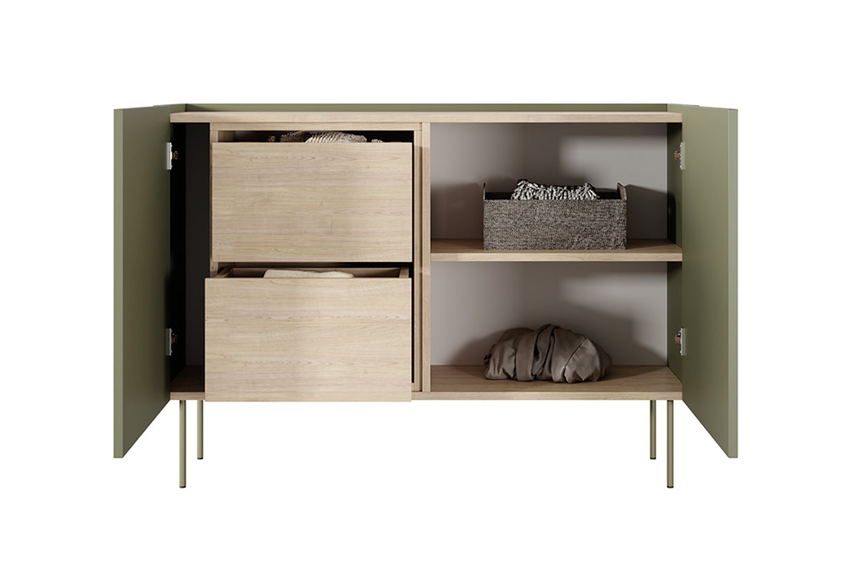 Kommode Desin 120cm, 2 Türen und 2 Schubladen, Material: MDF