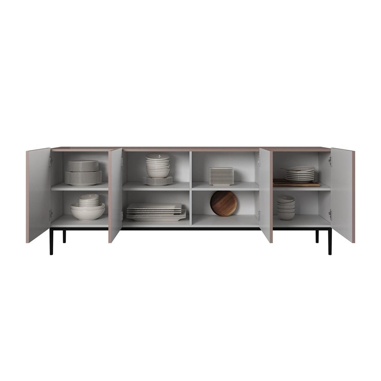 Kommode Nicole 200cm, 4 Türen, Material: MDF 