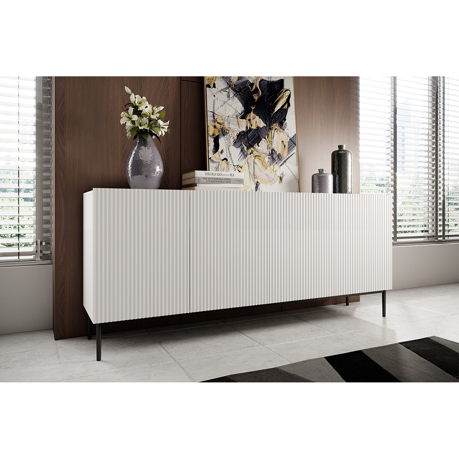 Kommode Nicole 200cm, 4 Türen, Material: MDF 