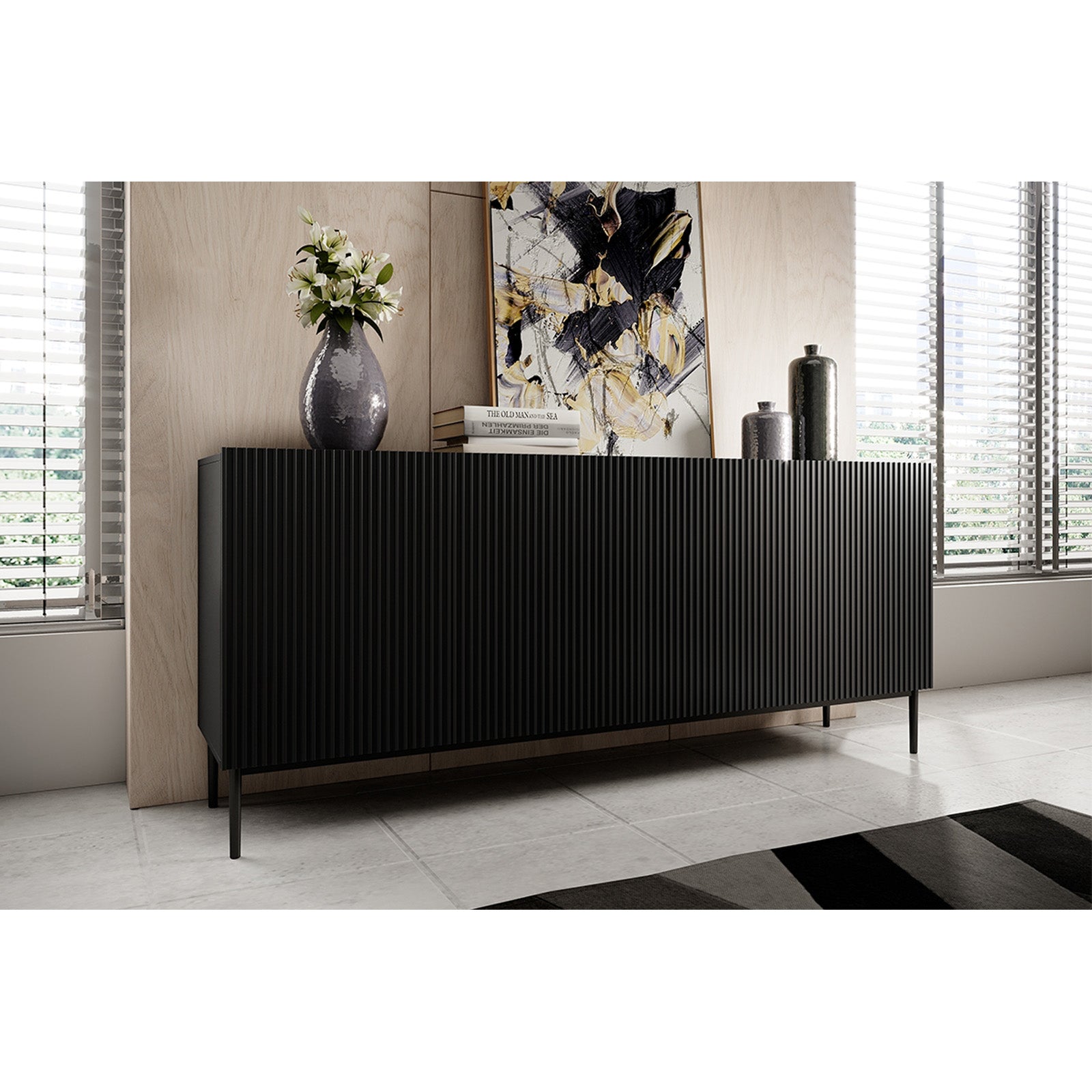 Kommode Nicole 200cm, 4 Türen, Material: MDF 