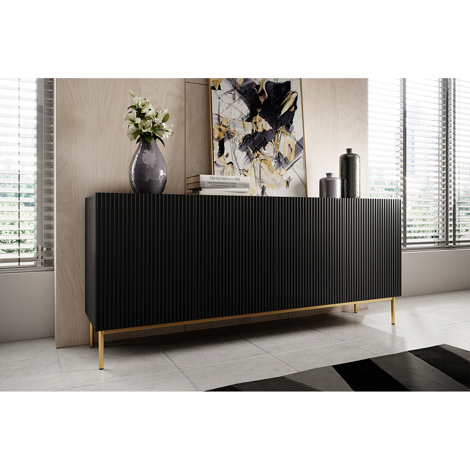 Kommode Nicole 200cm, 4 Türen, Material: MDF 