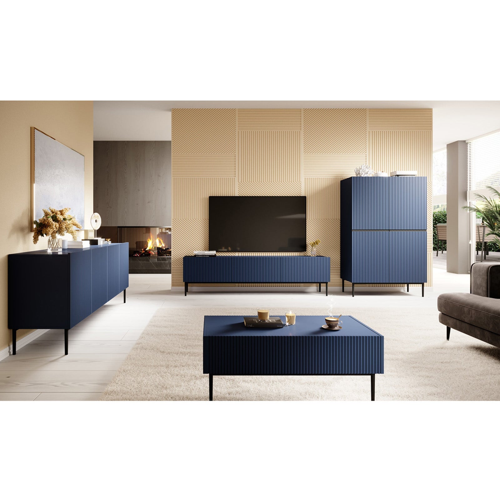 Kommode Nicole 200cm, 4 Türen, Material: MDF 