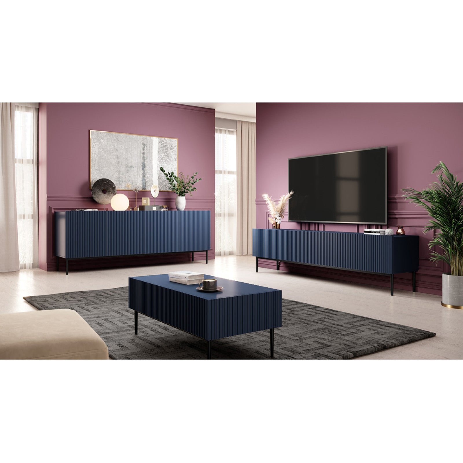 Kommode Nicole 200cm, 4 Türen, Material: MDF 