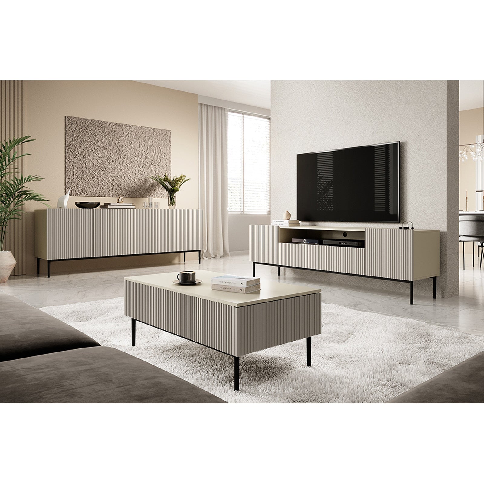 Kommode Nicole 200cm, 4 Türen, Material: MDF 