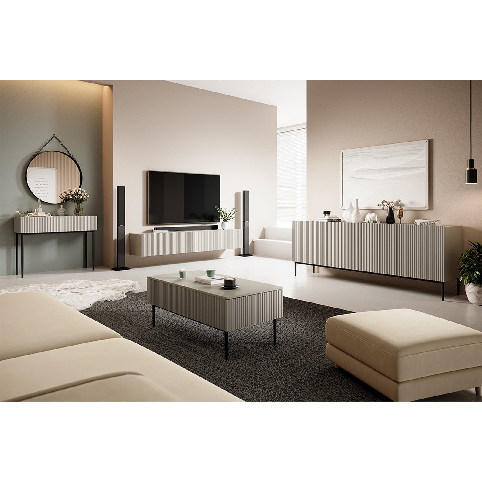 Kommode Nicole 200cm, 4 Türen, Material: MDF 