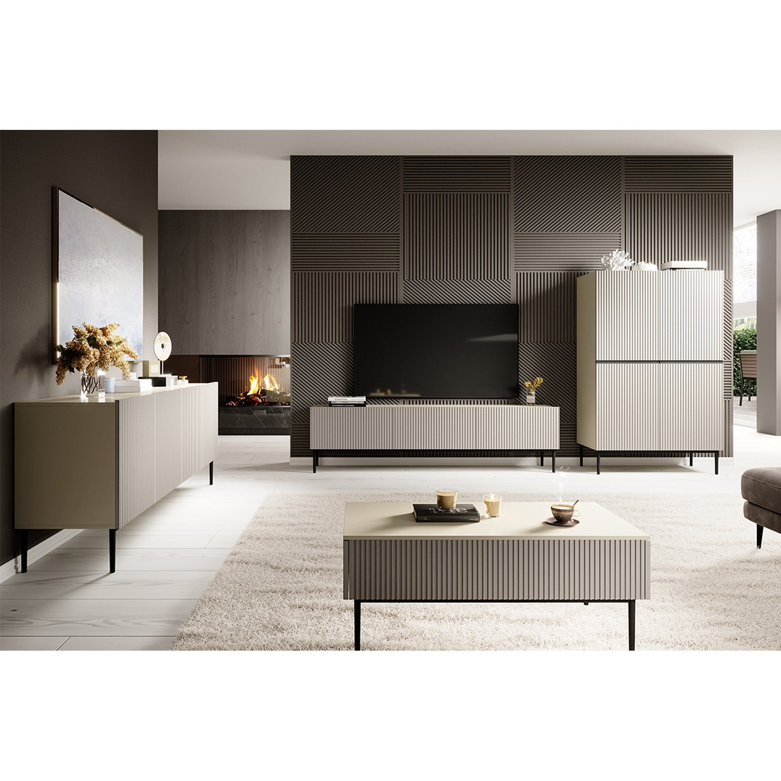 Kommode Nicole 200cm, 4 Türen, Material: MDF 