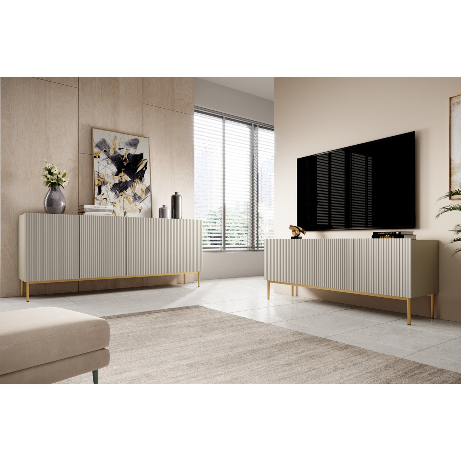 Kommode Nicole 200cm, 4 Türen, Material: MDF 