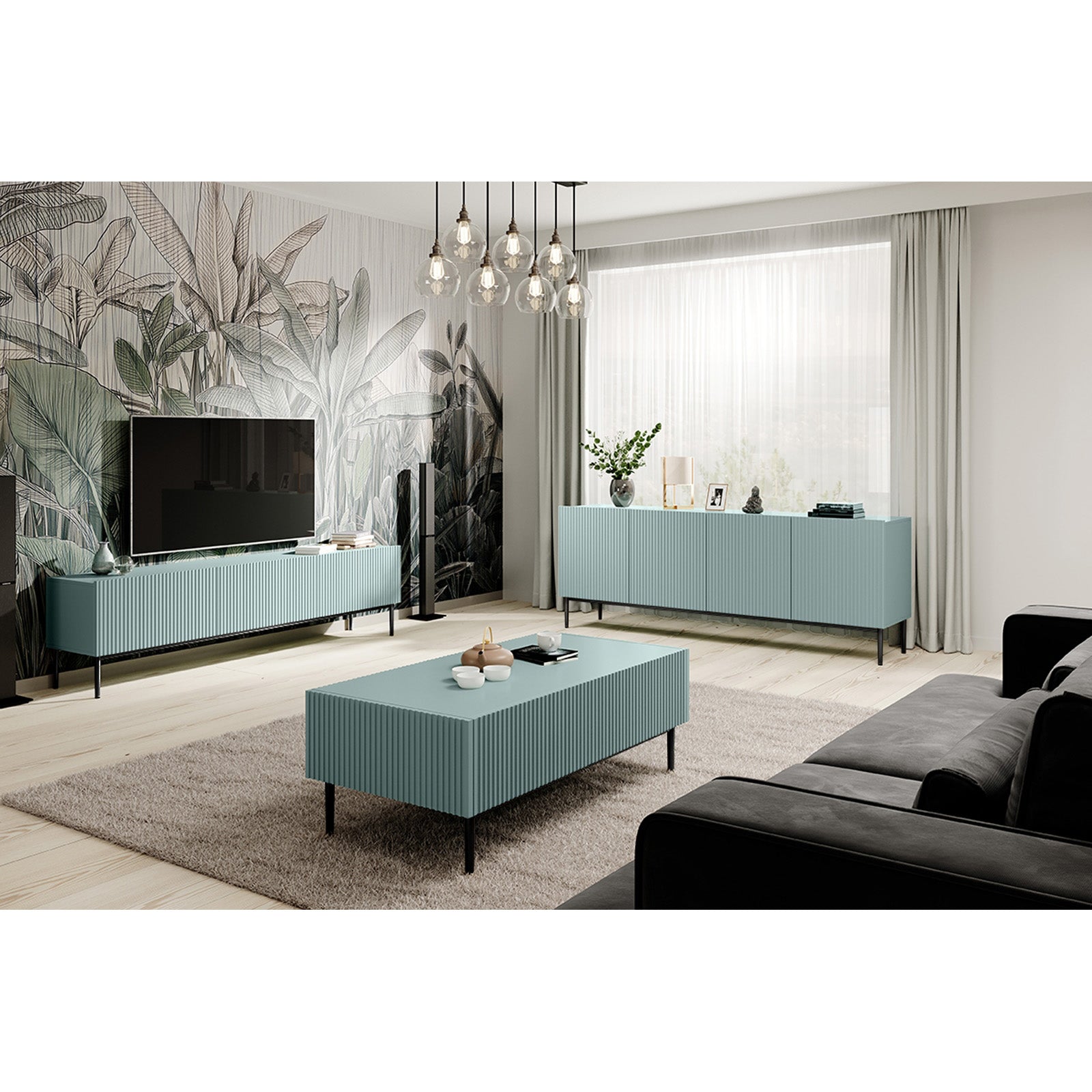 Kommode Nicole 200cm, 4 Türen, Material: MDF 