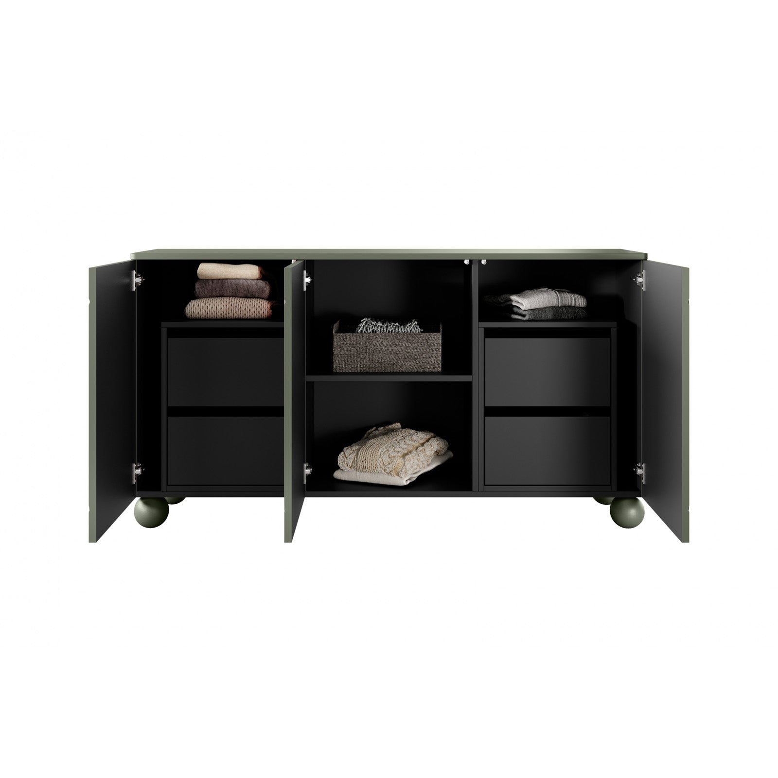 Sonatia Kommode 150cm, 3 Türen und 4 Schubladen, Material: MDF