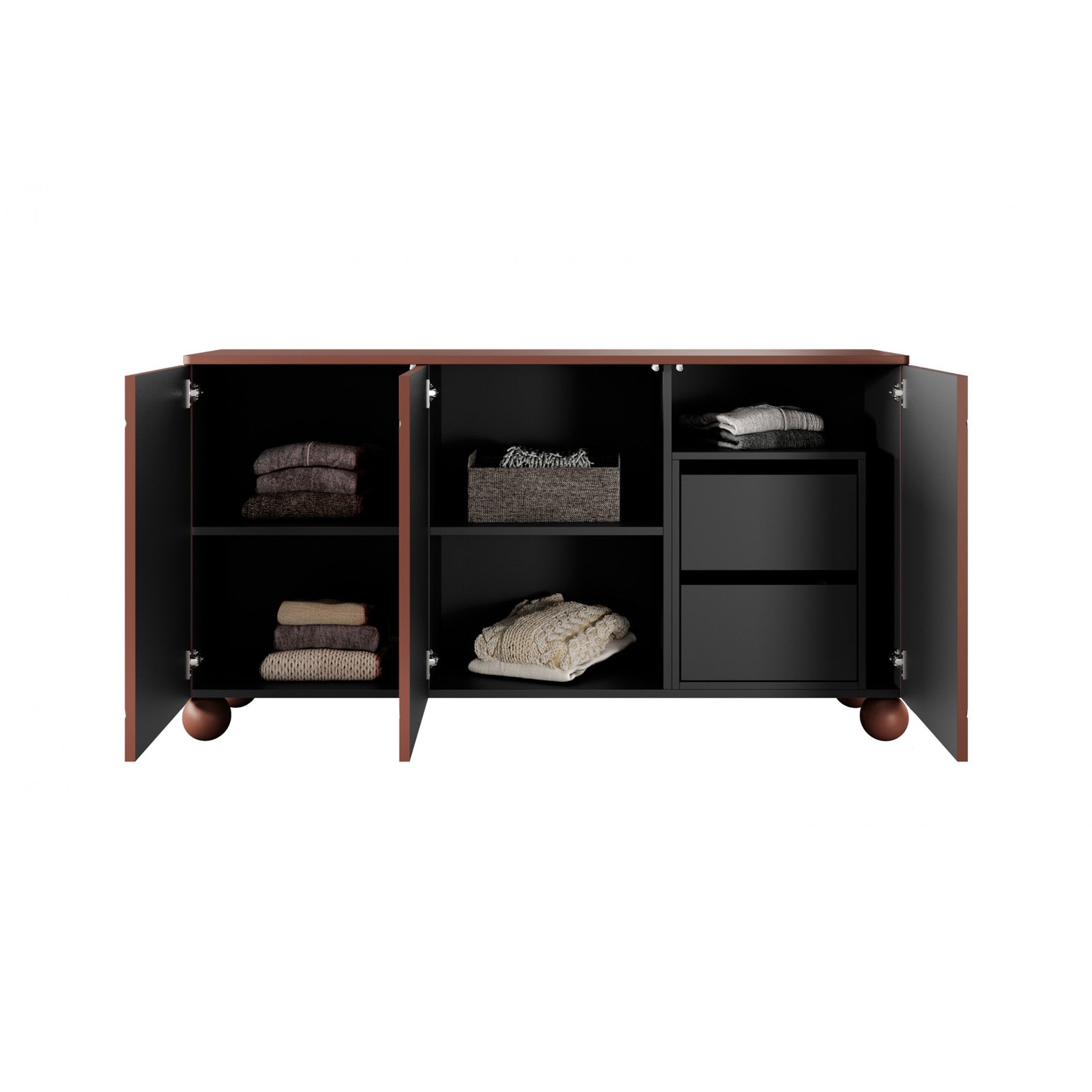 Sonatia Kommode 150cm, 3 Türen und 2 Schubladen, Material: MDF