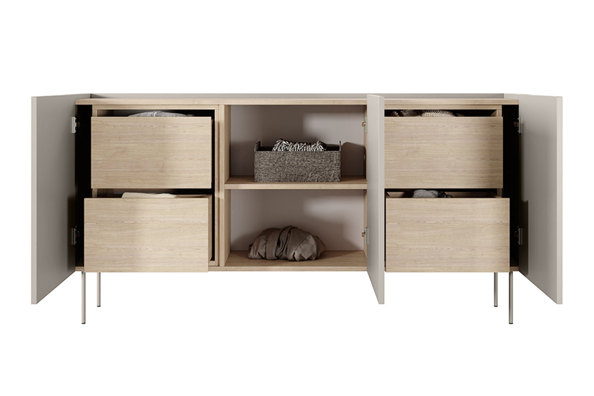 Kommode Desin 170cm, 3 Türen und 4 Schubladen, Material: MDF