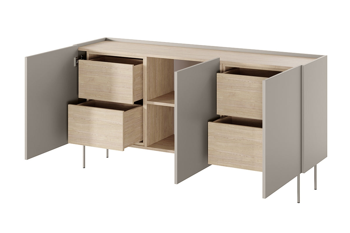 Kommode Desin 170cm, 3 Türen und 4 Schubladen, Material: MDF