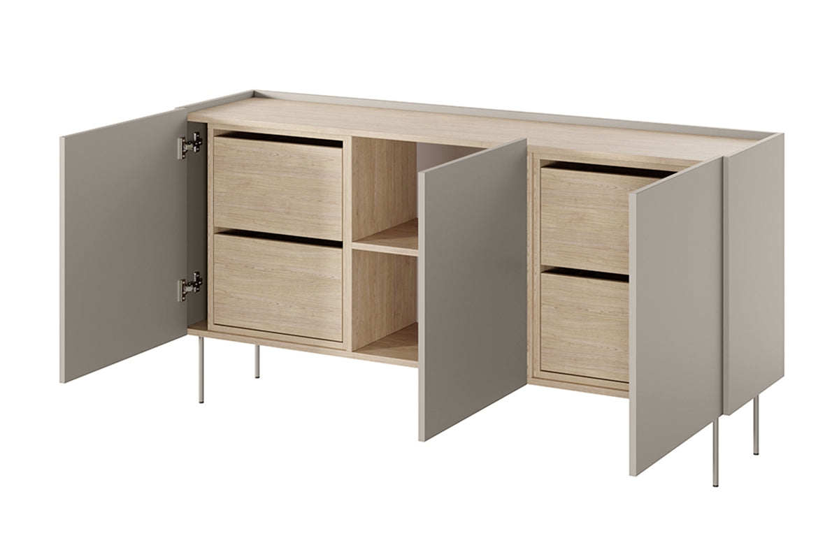 Kommode Desin 170cm, 3 Türen und 4 Schubladen, Material: MDF