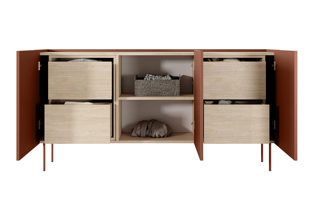 Kommode Desin 170cm, 3 Türen und 4 Schubladen, Material: MDF