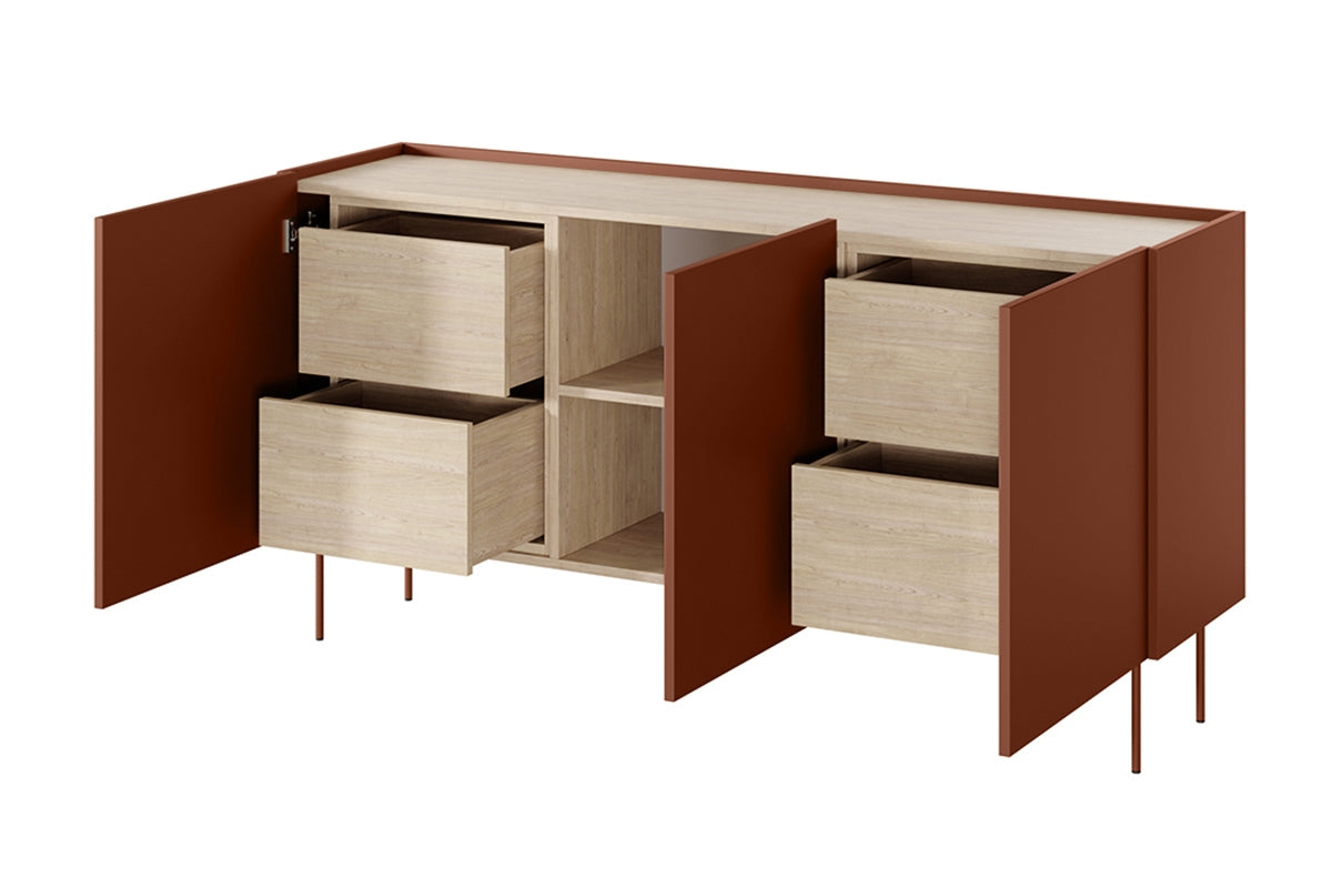 Kommode Desin 170cm, 3 Türen und 4 Schubladen, Material: MDF
