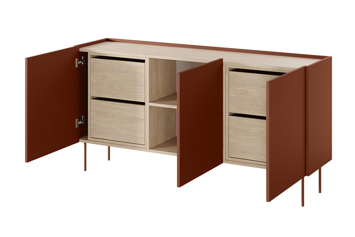 Kommode Desin 170cm, 3 Türen und 4 Schubladen, Material: MDF