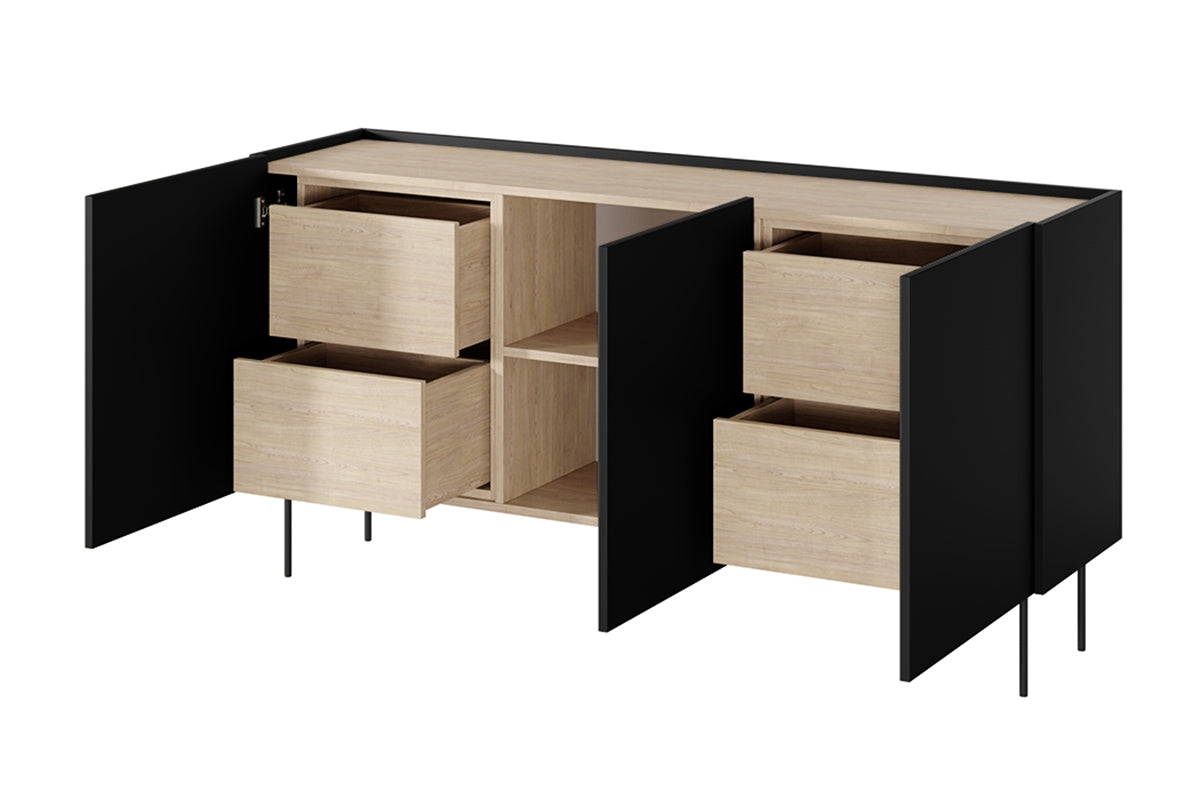 Kommode Desin 170cm, 3 Türen und 4 Schubladen, Material: MDF