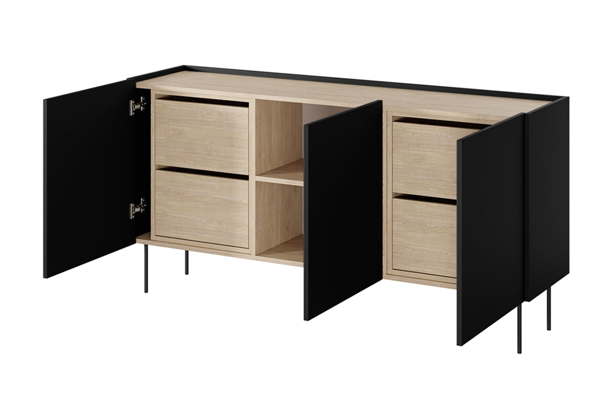 Kommode Desin 170cm, 3 Türen und 4 Schubladen, Material: MDF