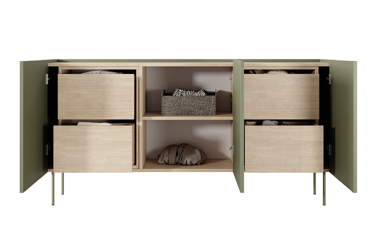 Kommode Desin 170cm, 3 Türen und 4 Schubladen, Material: MDF