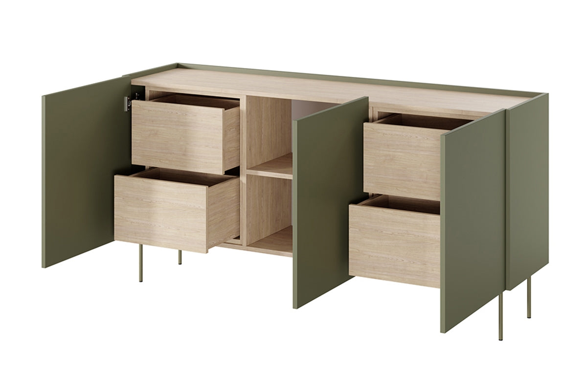 Kommode Desin 170cm, 3 Türen und 4 Schubladen, Material: MDF