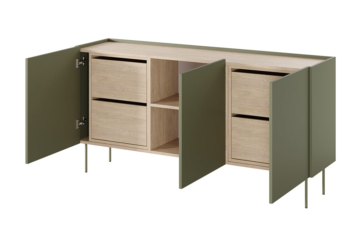 Kommode Desin 170cm, 3 Türen und 4 Schubladen, Material: MDF