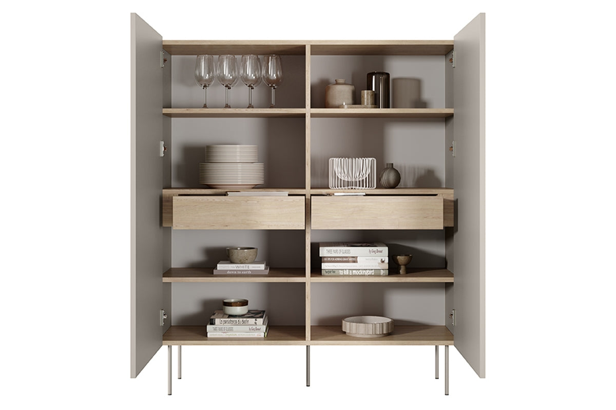 Kommode Desin 120cm, 2 Türen und 2 Schubladen, Material: MDF