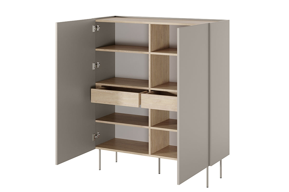 Kommode Desin 120cm, 2 Türen und 2 Schubladen, Material: MDF