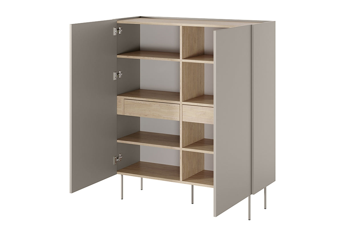 Kommode Desin 120cm, 2 Türen und 2 Schubladen, Material: MDF
