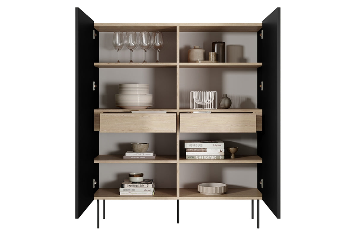 Kommode Desin 120cm, 2 Türen und 2 Schubladen, Material: MDF