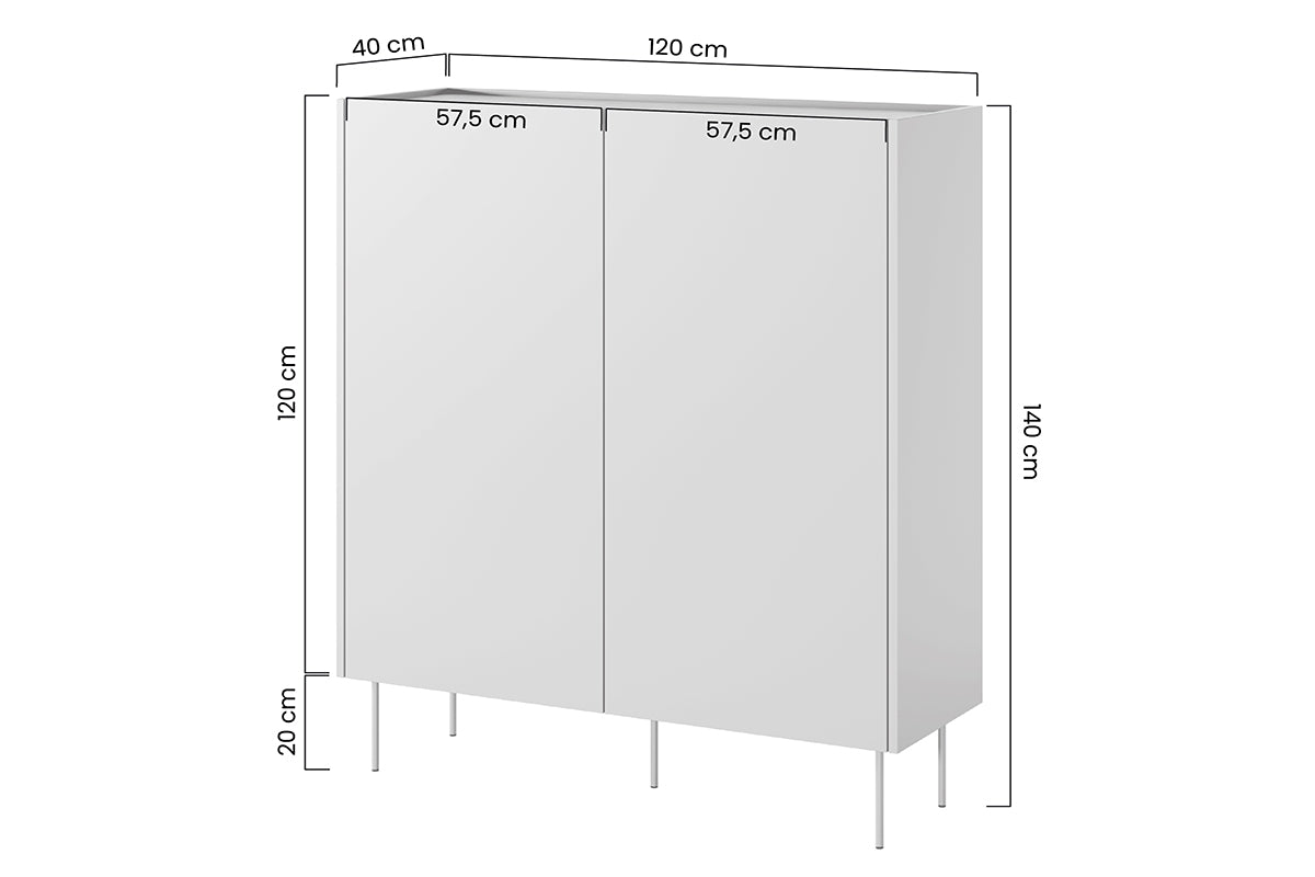 Kommode Desin 120cm, 2 Türen und 2 Schubladen, Material: MDF