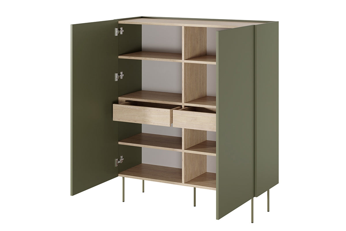 Kommode Desin 120cm, 2 Türen und 2 Schubladen, Material: MDF